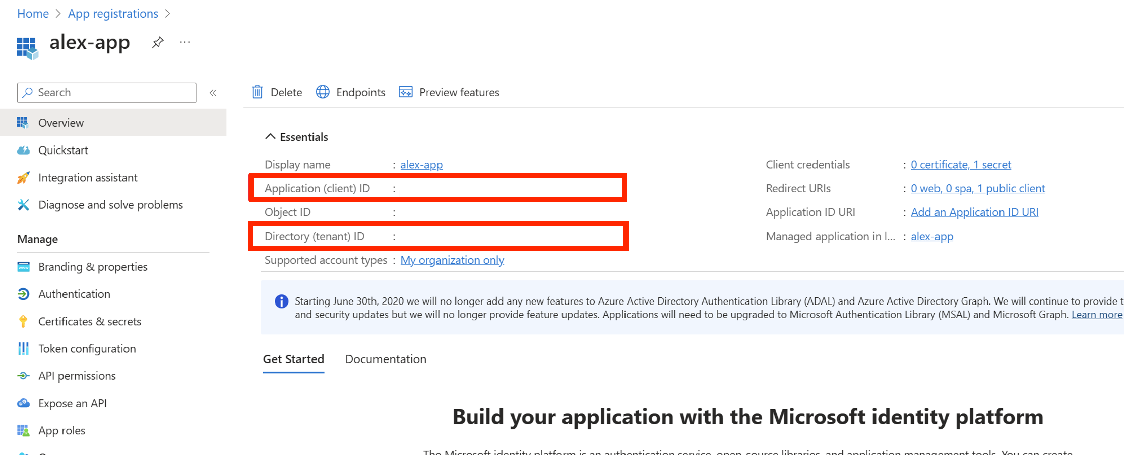 Screenshot of app ID.