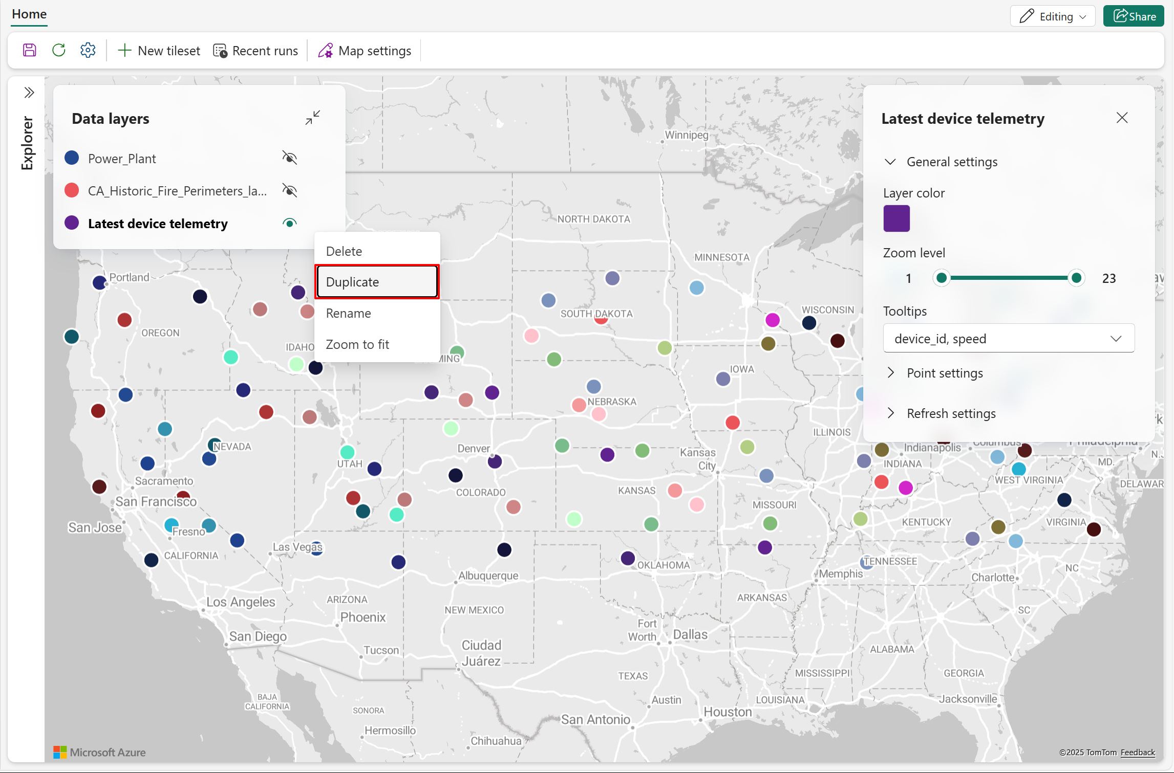 Screenshot before duplicating the data layer.