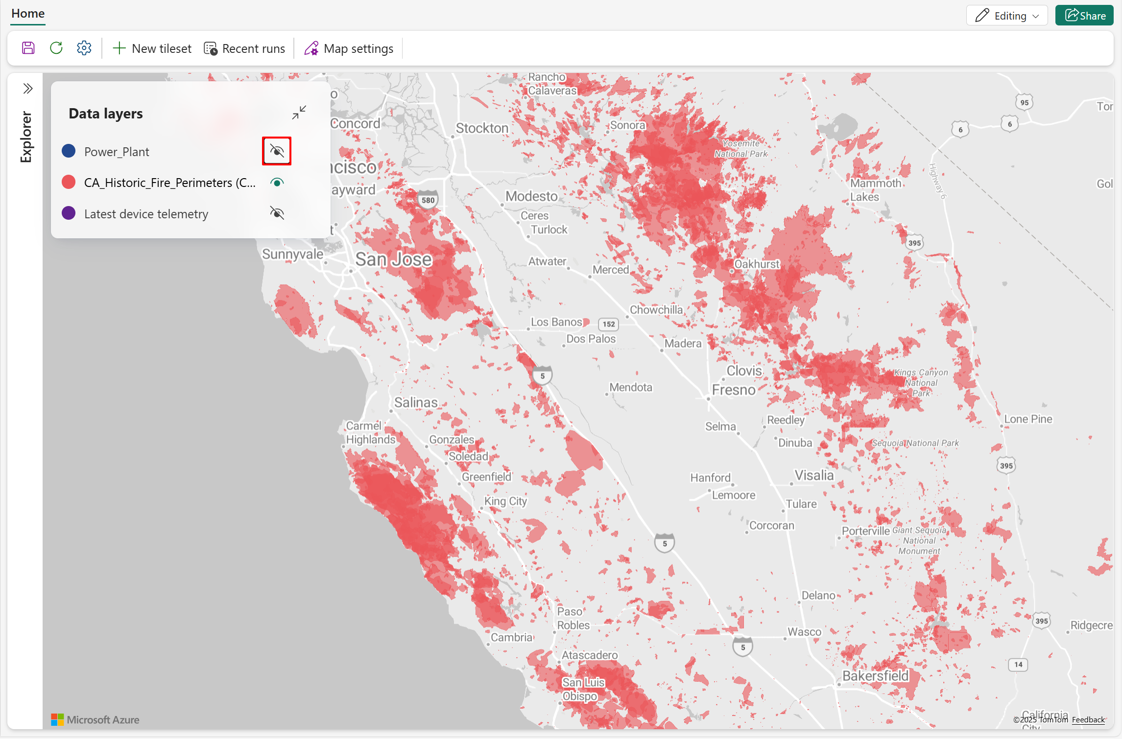 Screenshot of hiding the data layer.