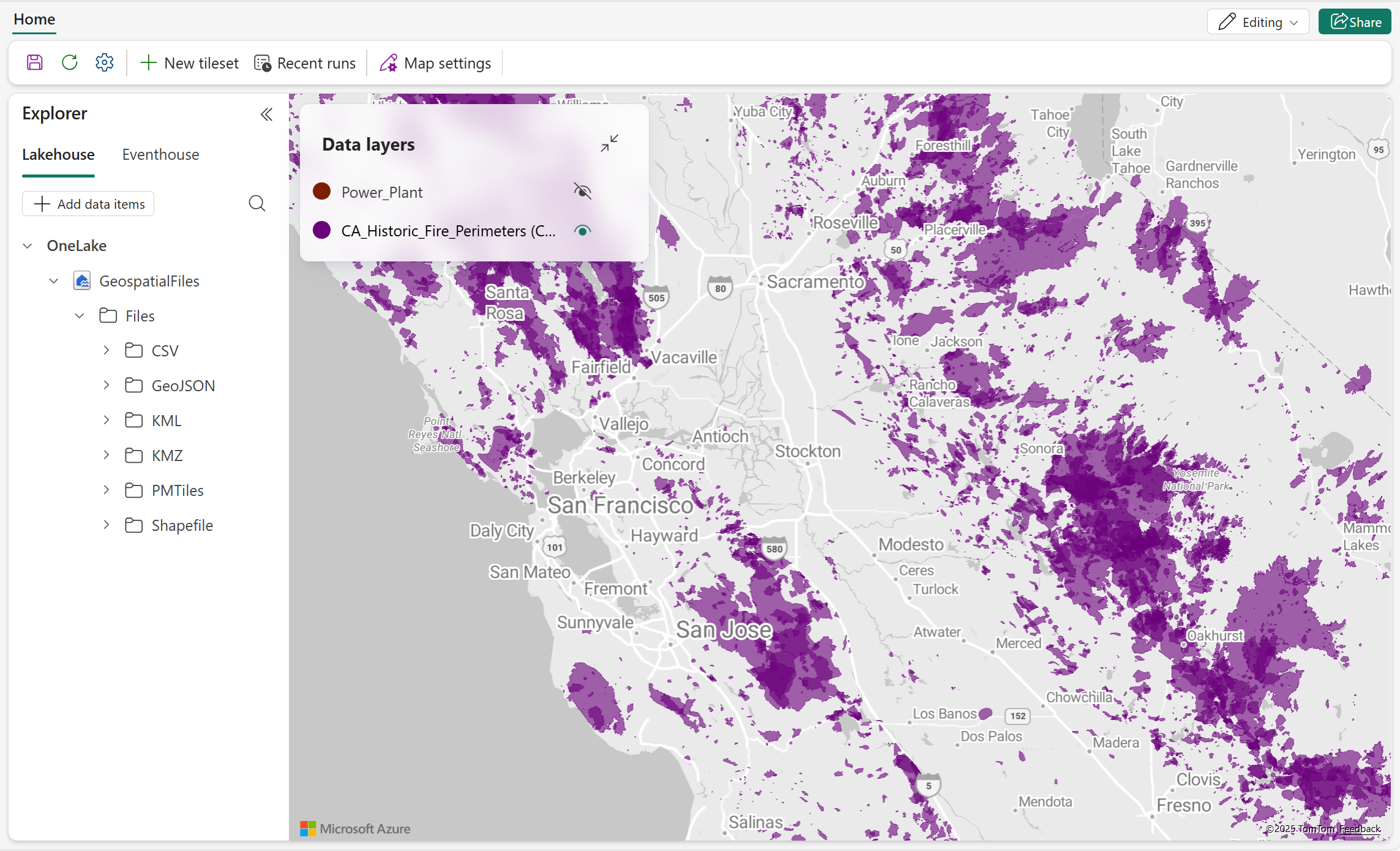 Screenshot of the map showing the newly added data layer that was just added.