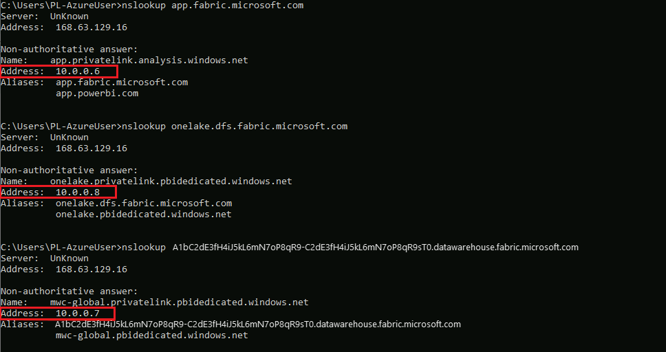 Screenshot showing IP addresses returned in PowerShell.