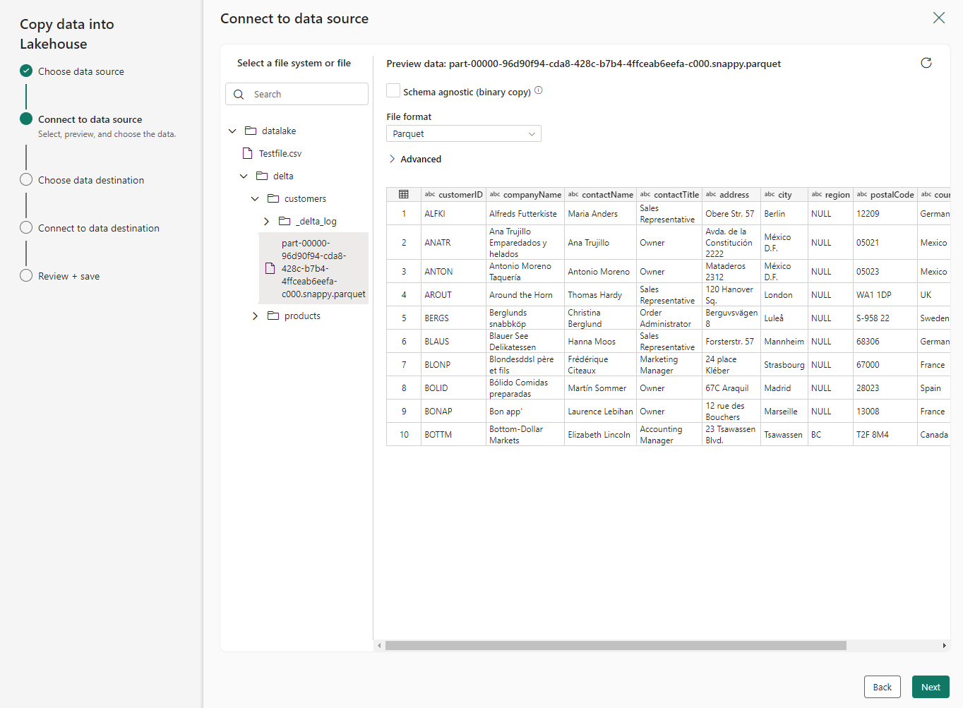 Screenshot showing file selection.