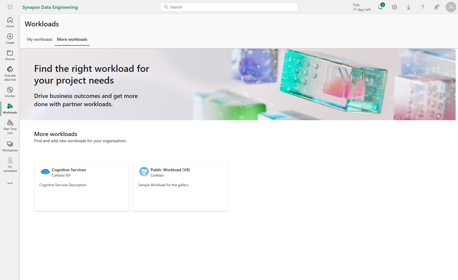 Screenshot of the More workloads pane.