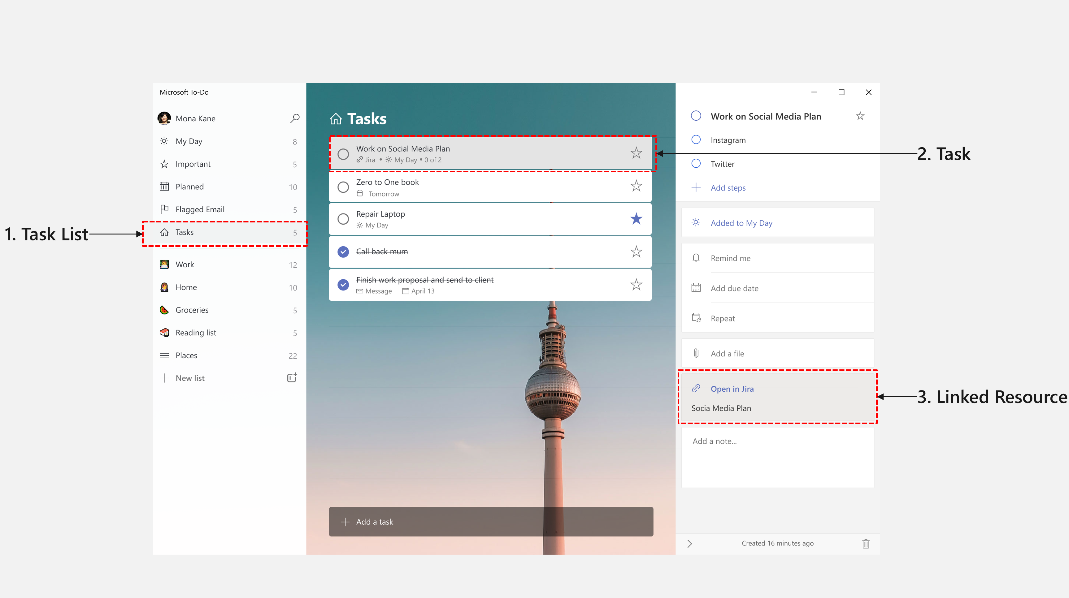 Image of Microsoft To Do Windows App Screenshot of a Microsoft To Do Windows App