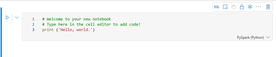 A screenshot showing the sample notebook code.