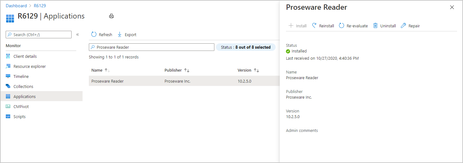 Screenshot of application installation options in the Microsoft Intune admin center