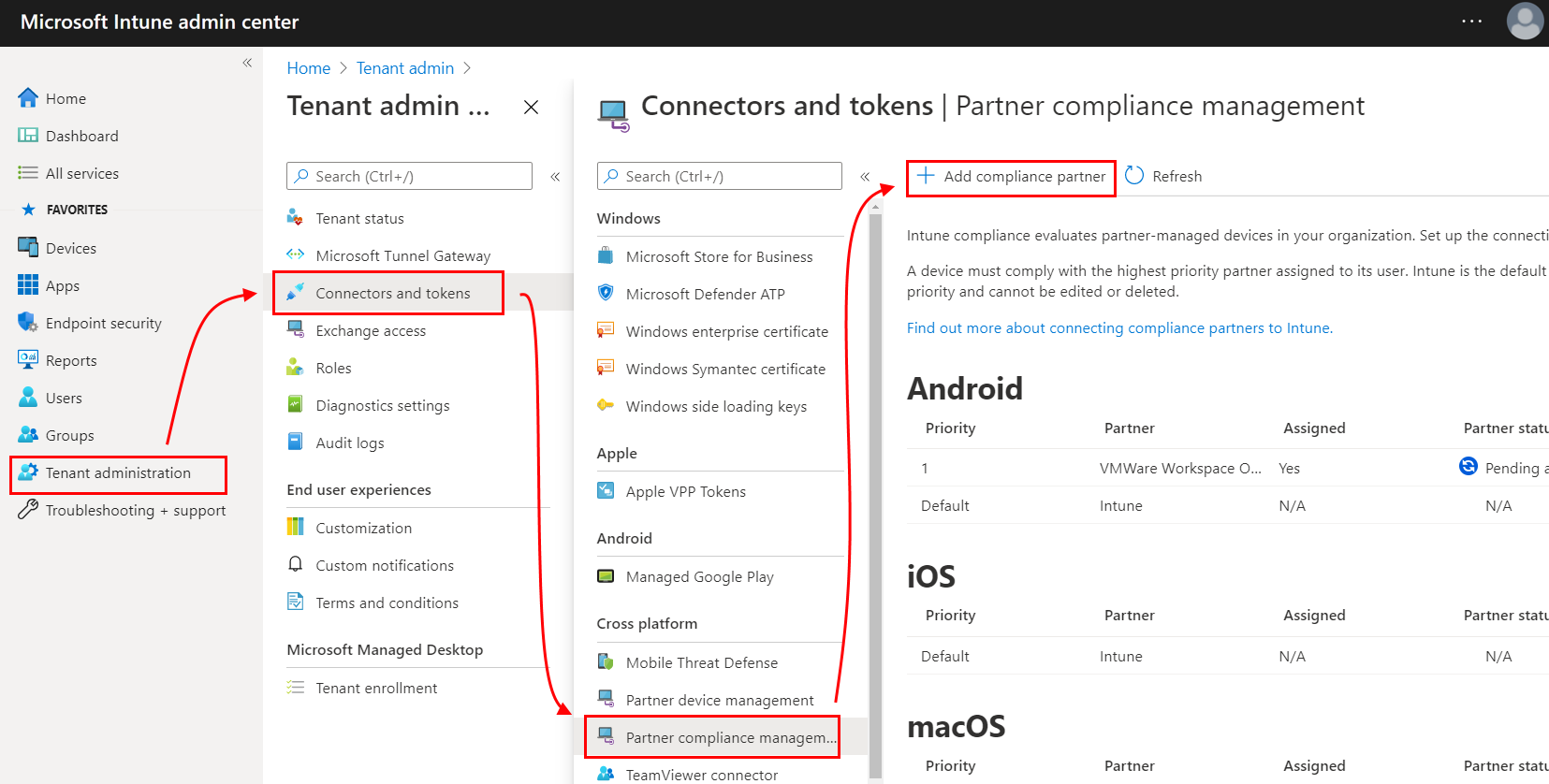 Add a device compliance partner