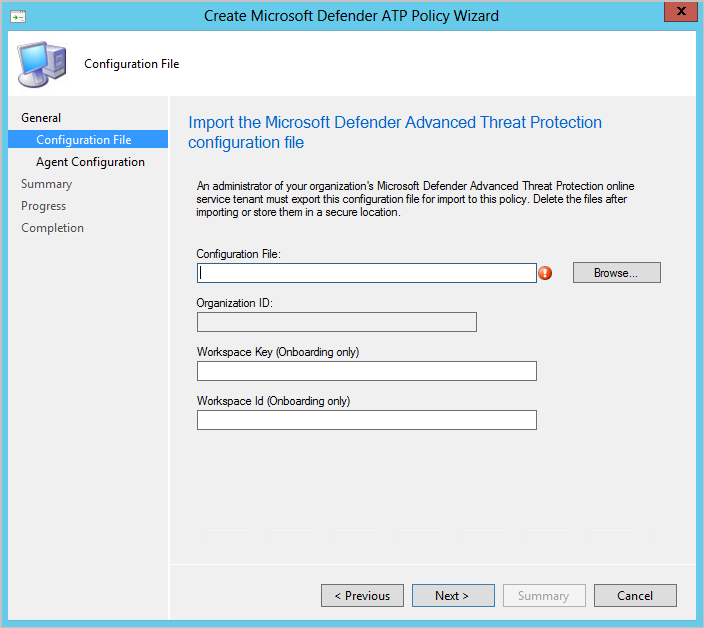 Screenshot of Microsoft Defender for Endpoint policy configuration wizard.