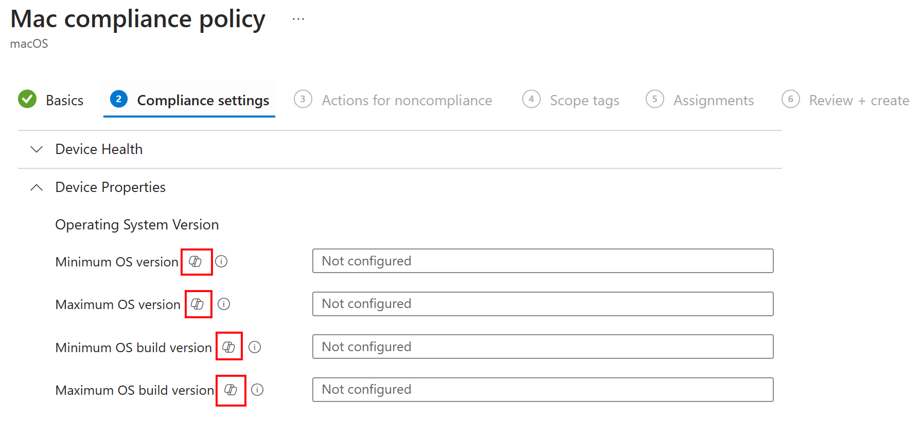 Screenshot that shows Copilot settings tooltip in a compliance policy in Microsoft Intune and Intune admin center.