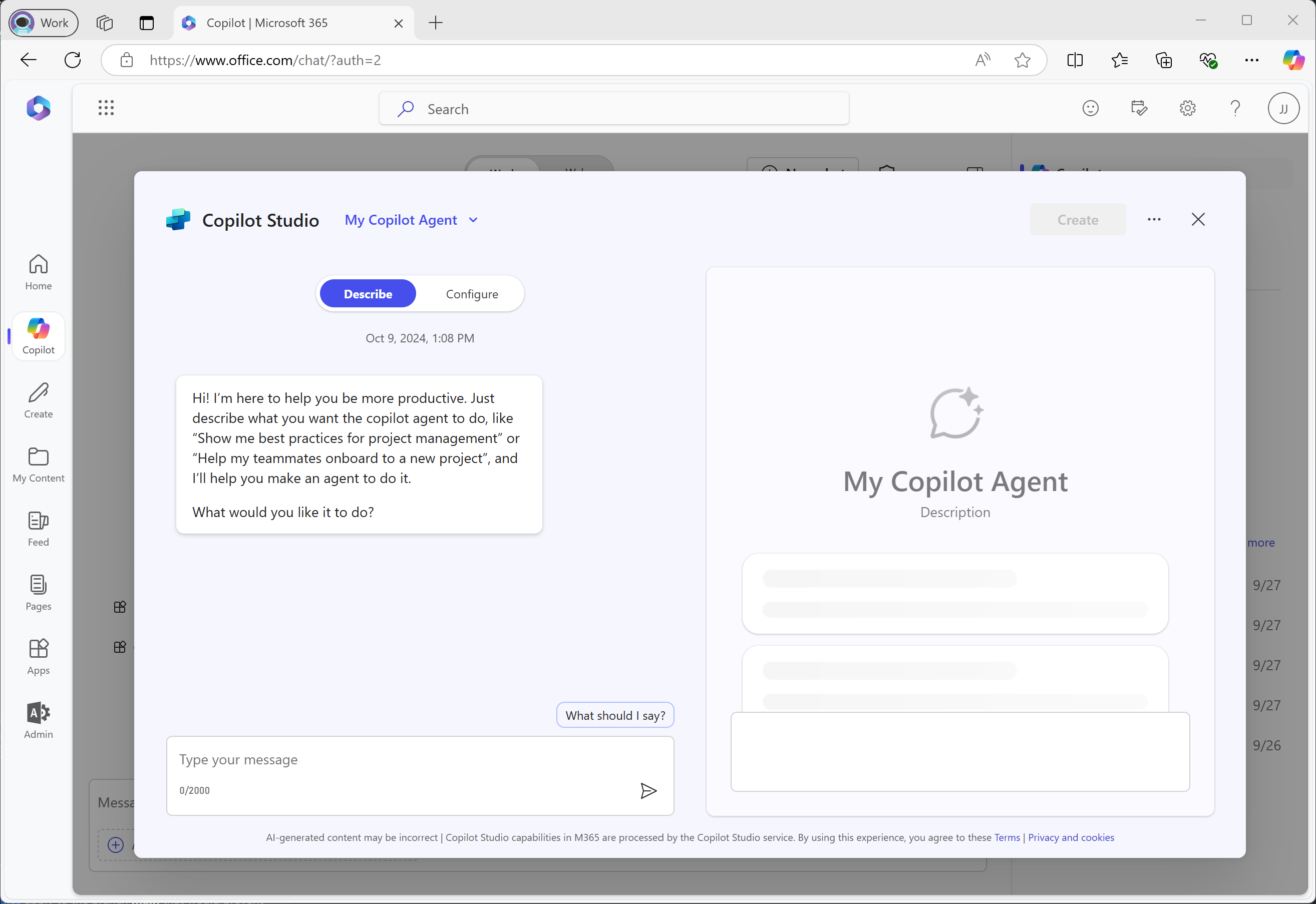 Copilot Studio initial screen