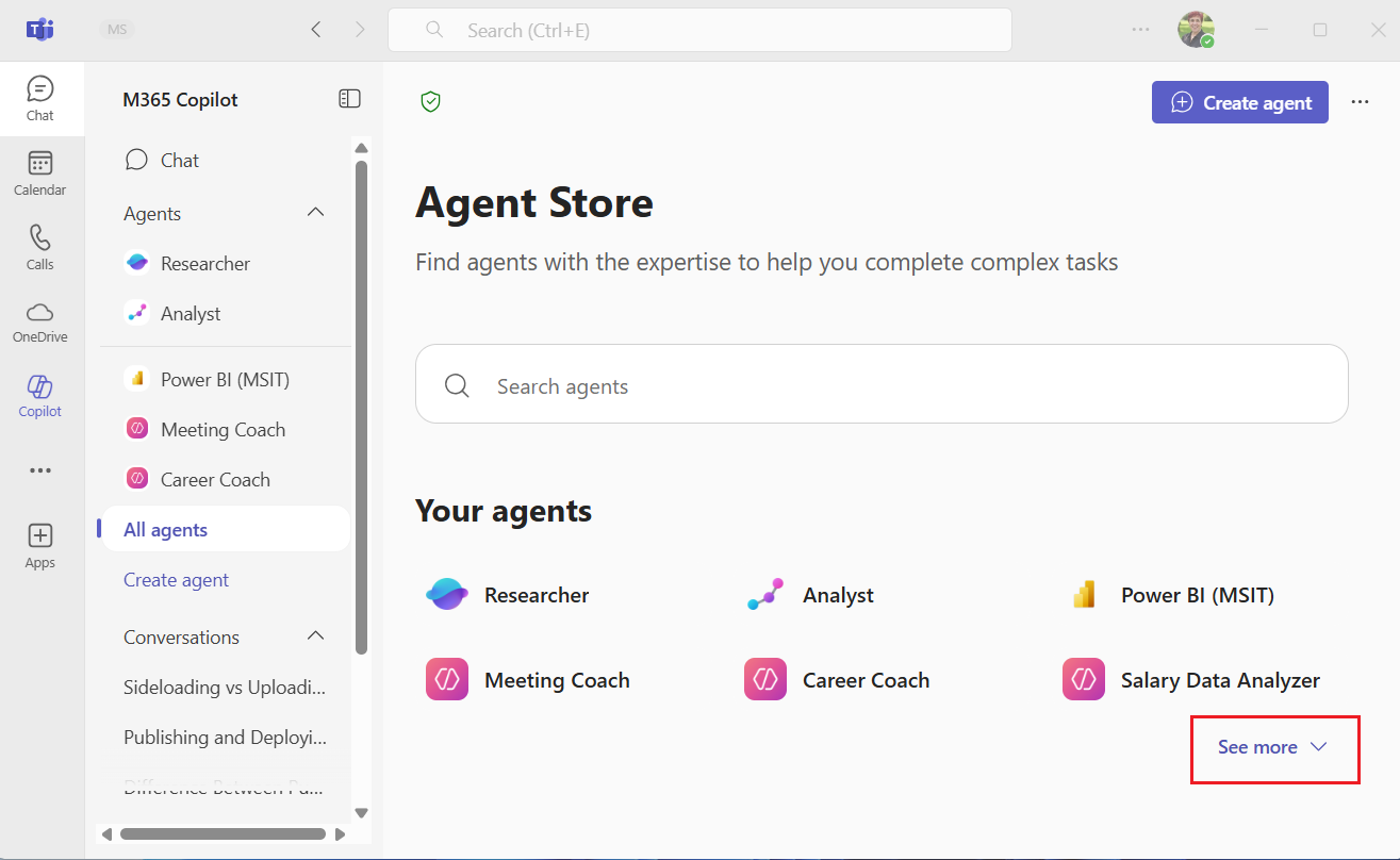 Screenshot of Agent Store