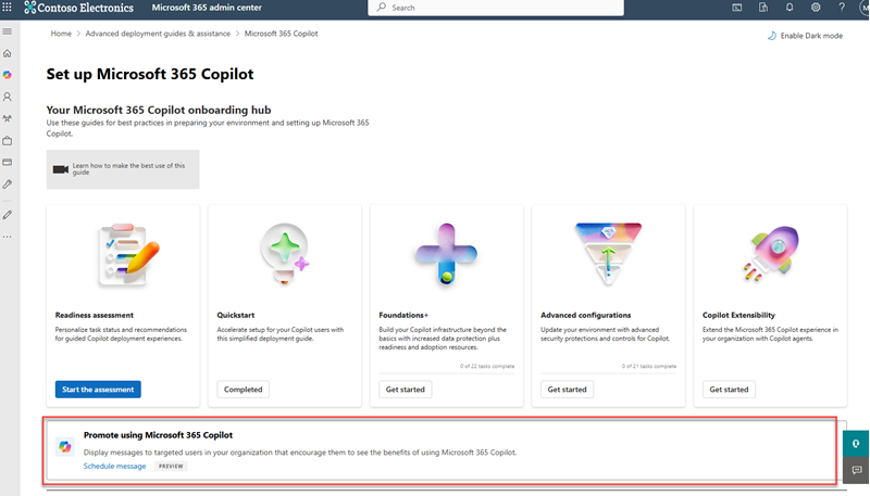 An image of the Set up Microsoft 365 Copilot page in the Microsoft 365 admin center.