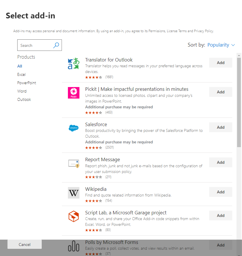 Select Add-in