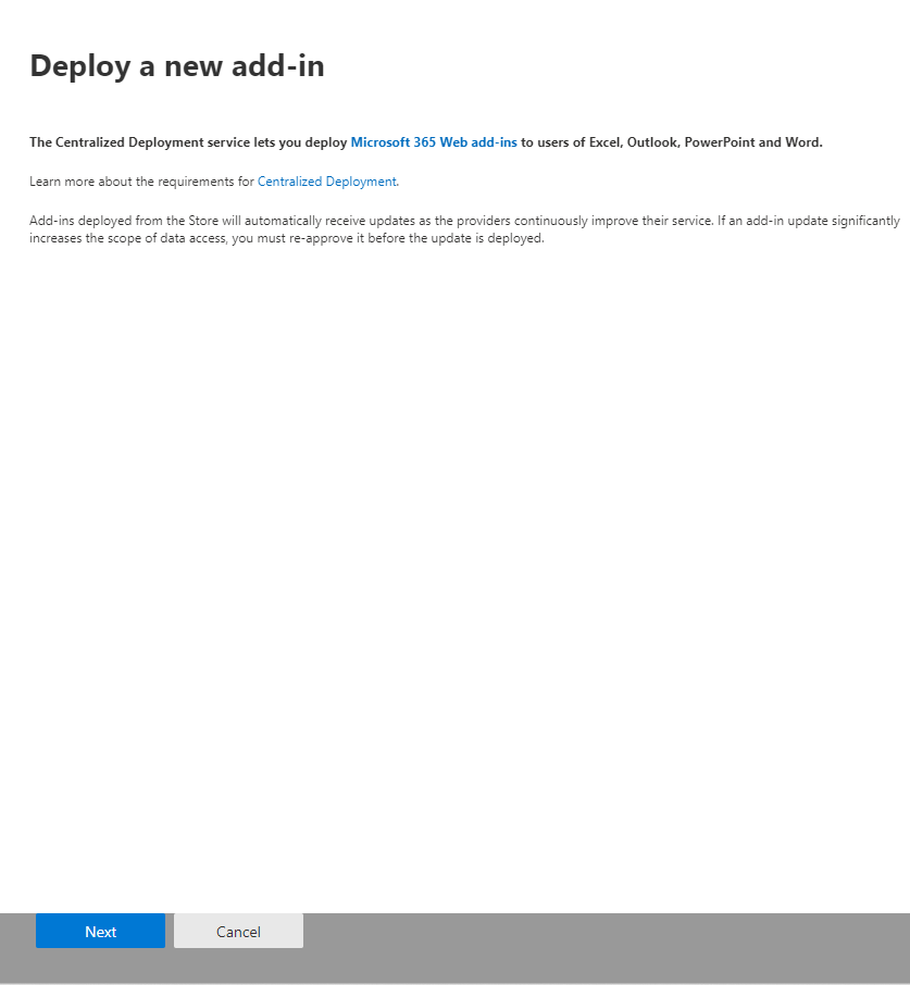 Deploy New Add-in