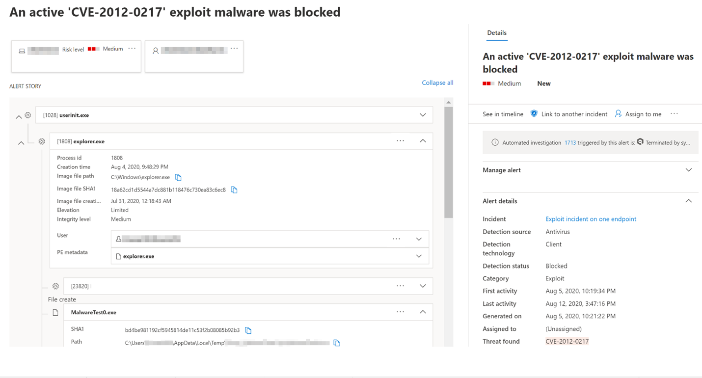 The detection by EDR in block mode