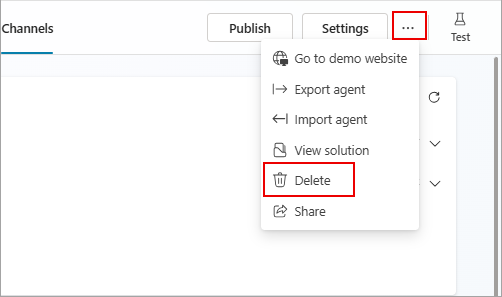 Screenshot that shows where to find the option to delete an agent.