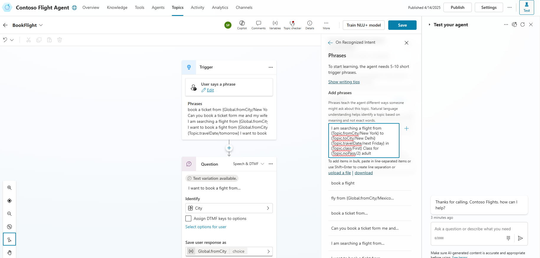 Screenshot of a topic, illustrating the usage of entities in the project, along with their syntax.