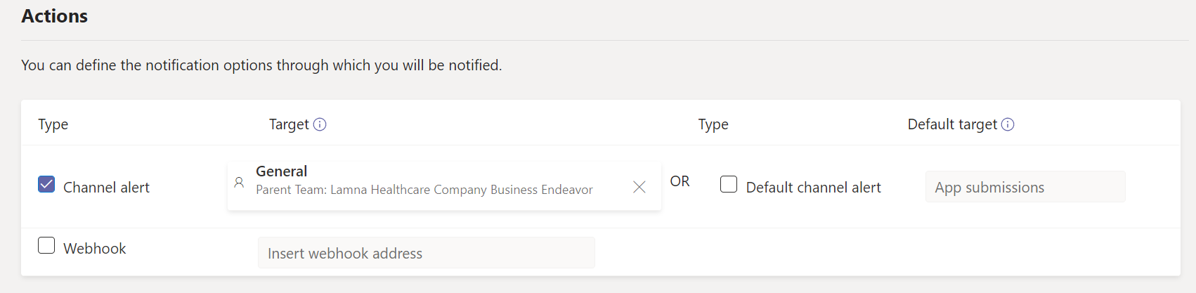Custom channel alert notification checkbox.