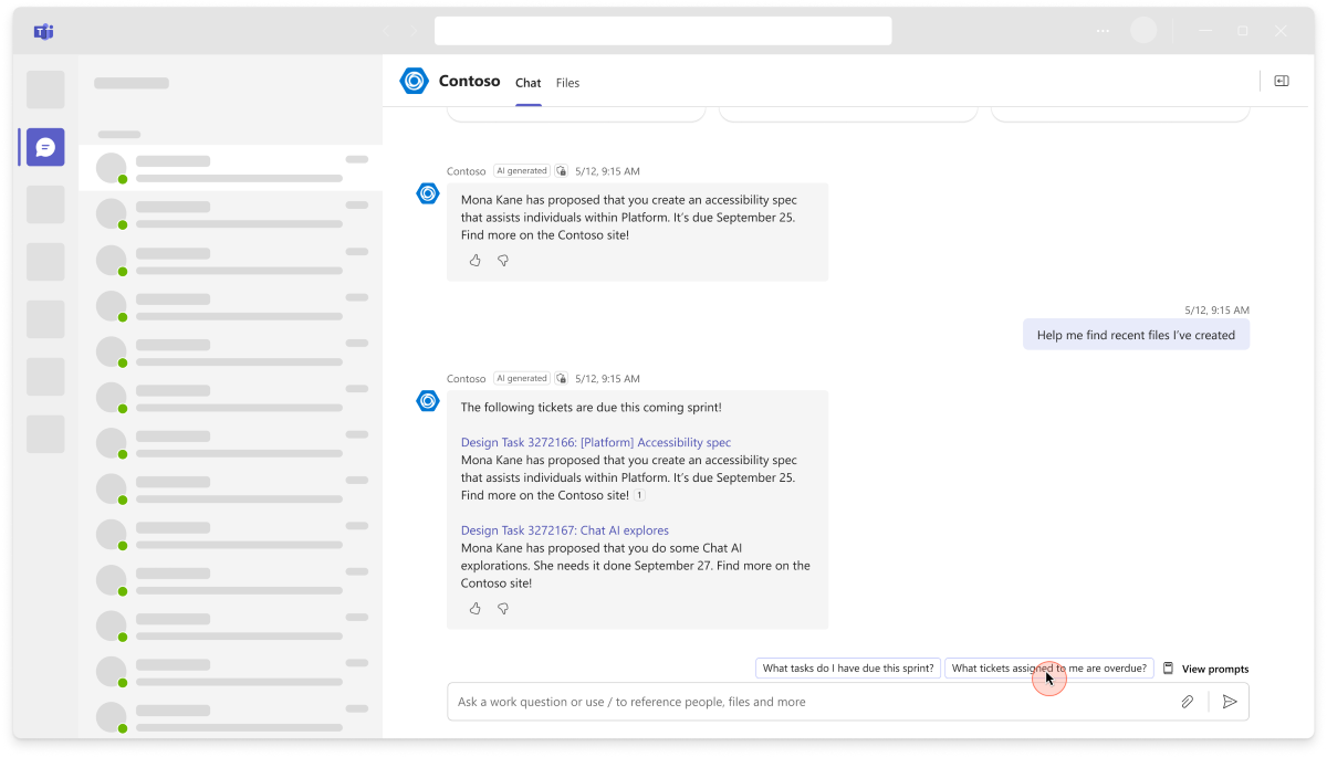 Bot suggested actions.