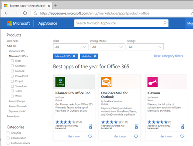 Screenshot showing various apps in Microsoft Marketplace.