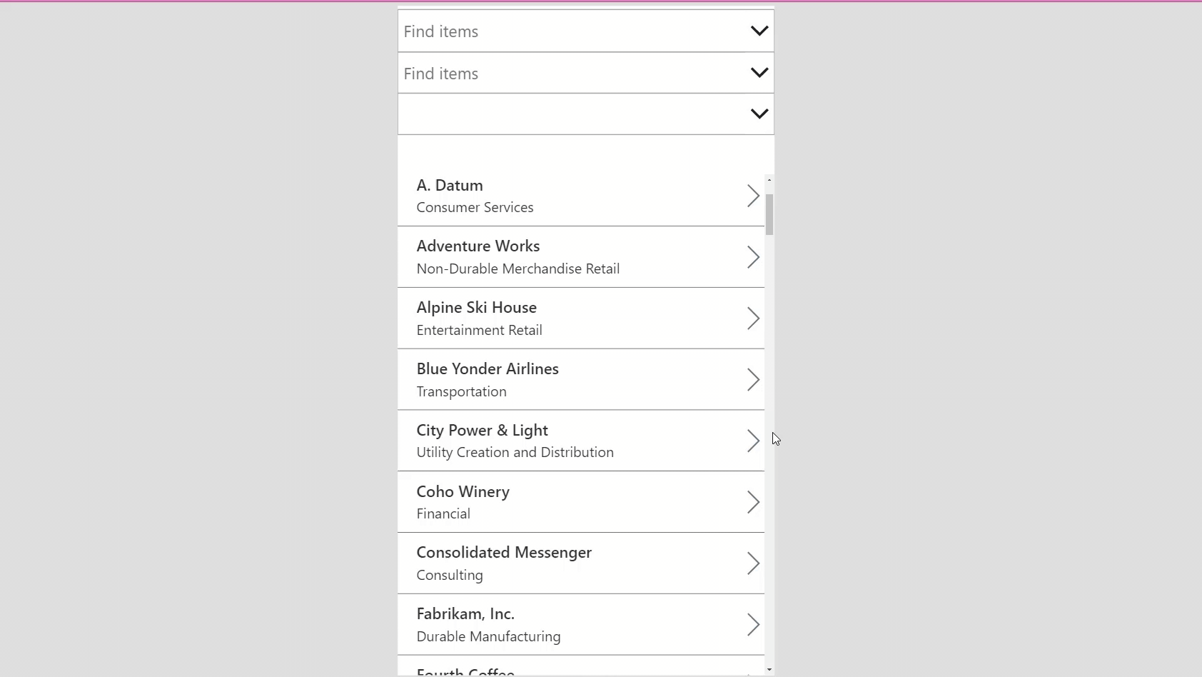 Accounts data source Accounts data source.