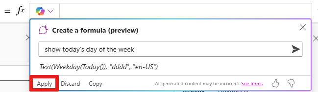 Screenshot of the Create a Formula functionality showing recommended formula.