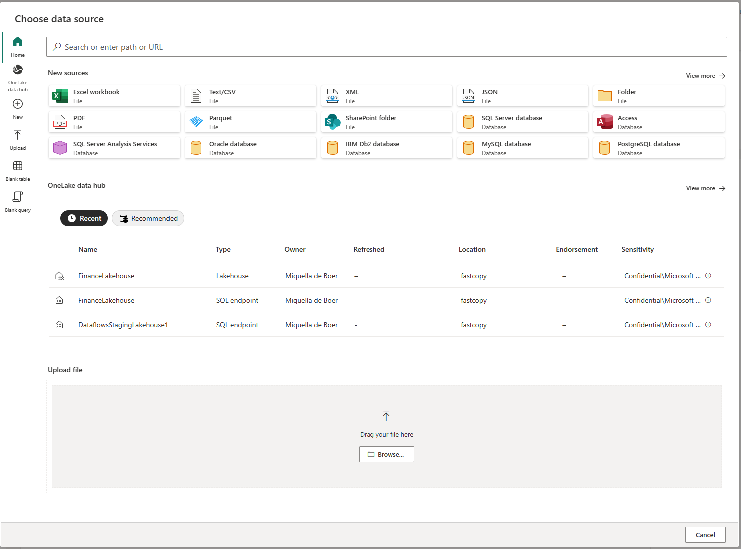 Choose data source