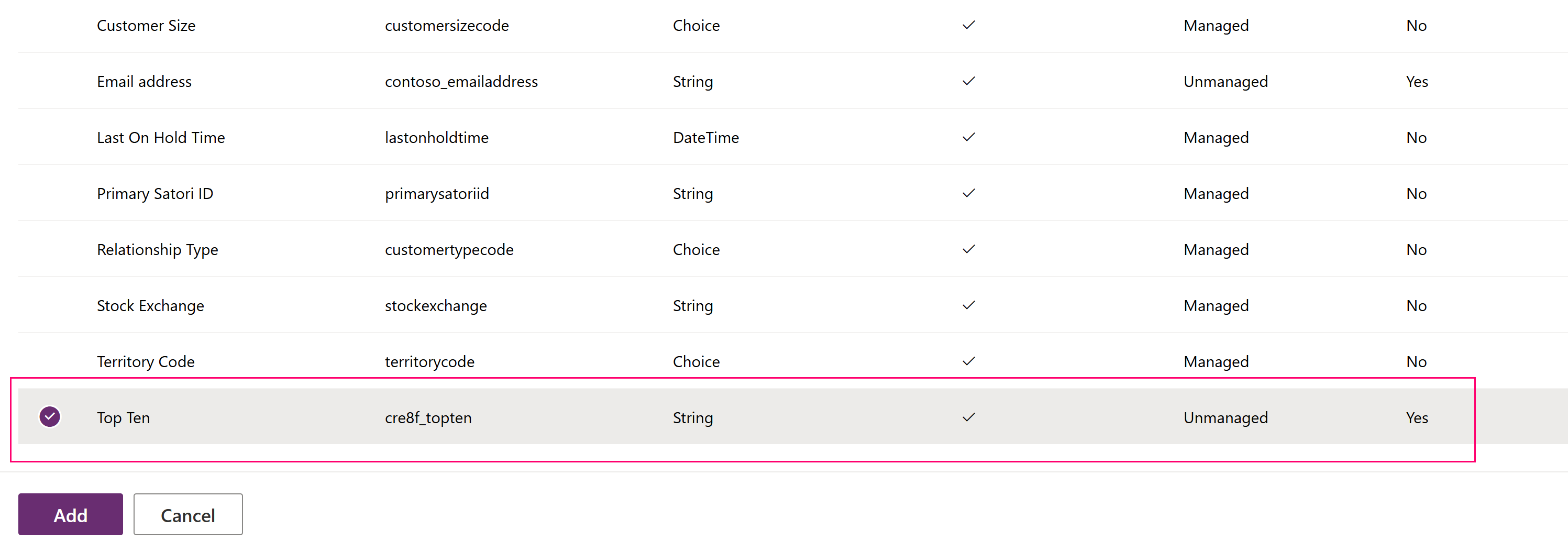 Select objects to include in the solution