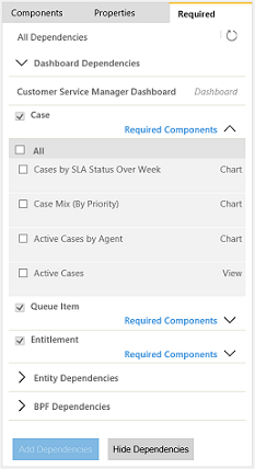 Required tab showing a list of missing components in the app Required tab showing a list of missing components in the app.