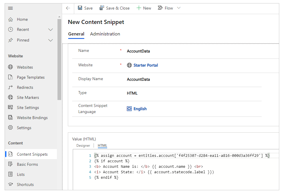 Create content snippet..