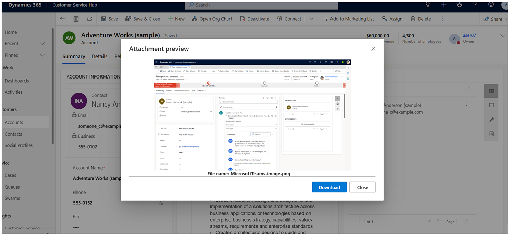 Attachment preview dialog Attachment preview dialog.