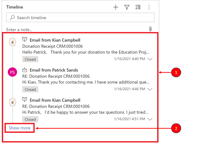 Collapsed threaded email view Collapsed threaded email view.