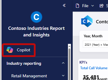 Screenshot of app-scoped Copilot in the app nav.