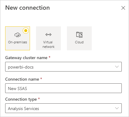 Screenshot of adding the Analysis Services data type.