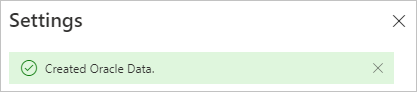 Screenshot of successful creation for the Oracle data source.