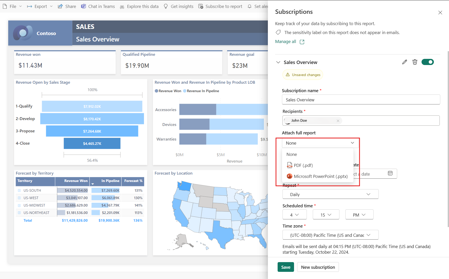 Screenshot showing FRA subscription.