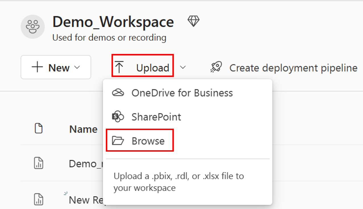 Screenshot of the Upload button.