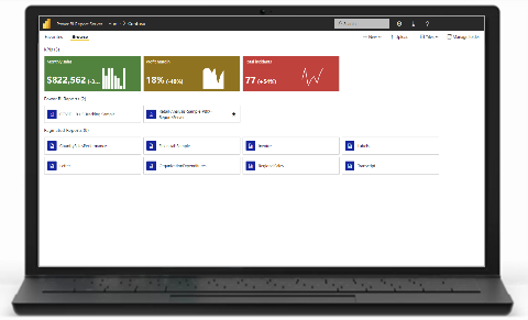 Screenshot of a laptop displaying the Power BI Report Server web portal.