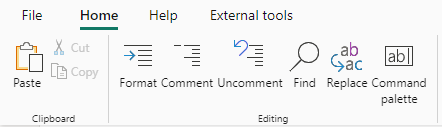 Screenshot of the DAX query view ribbon.