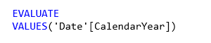 Screenshot that shows the text of a query that refers to the Date table.