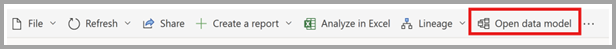 Screenshot of opening the data model from the open data model button.