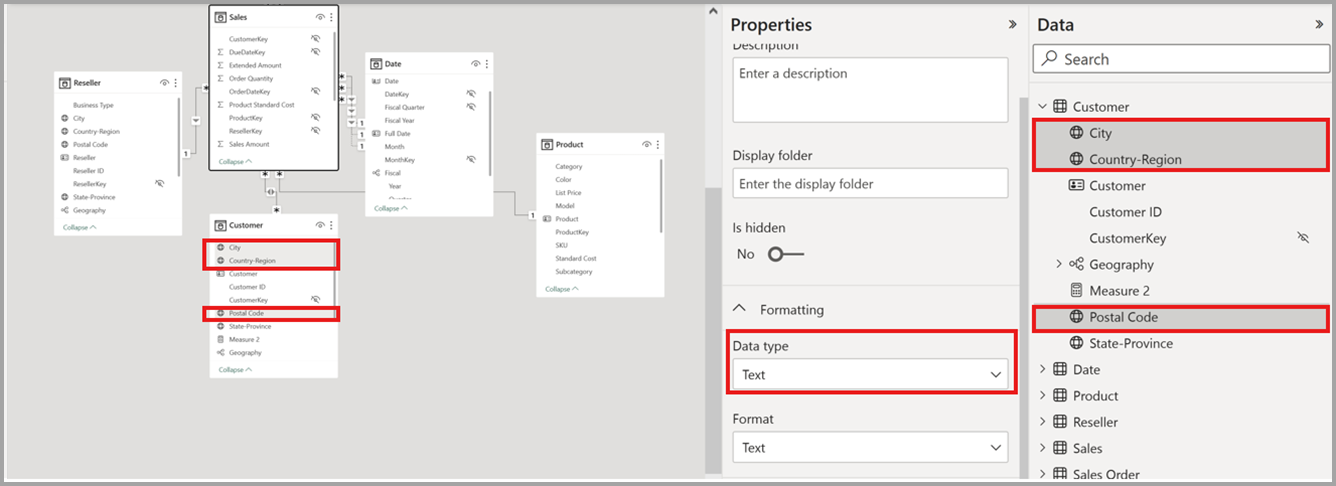 Screenshot of setting properties