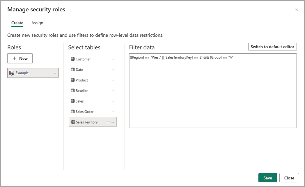 Screenshot of switching to the DAX editor.