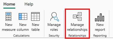 Screenshot of managed relationships dialog ribbon entry point.