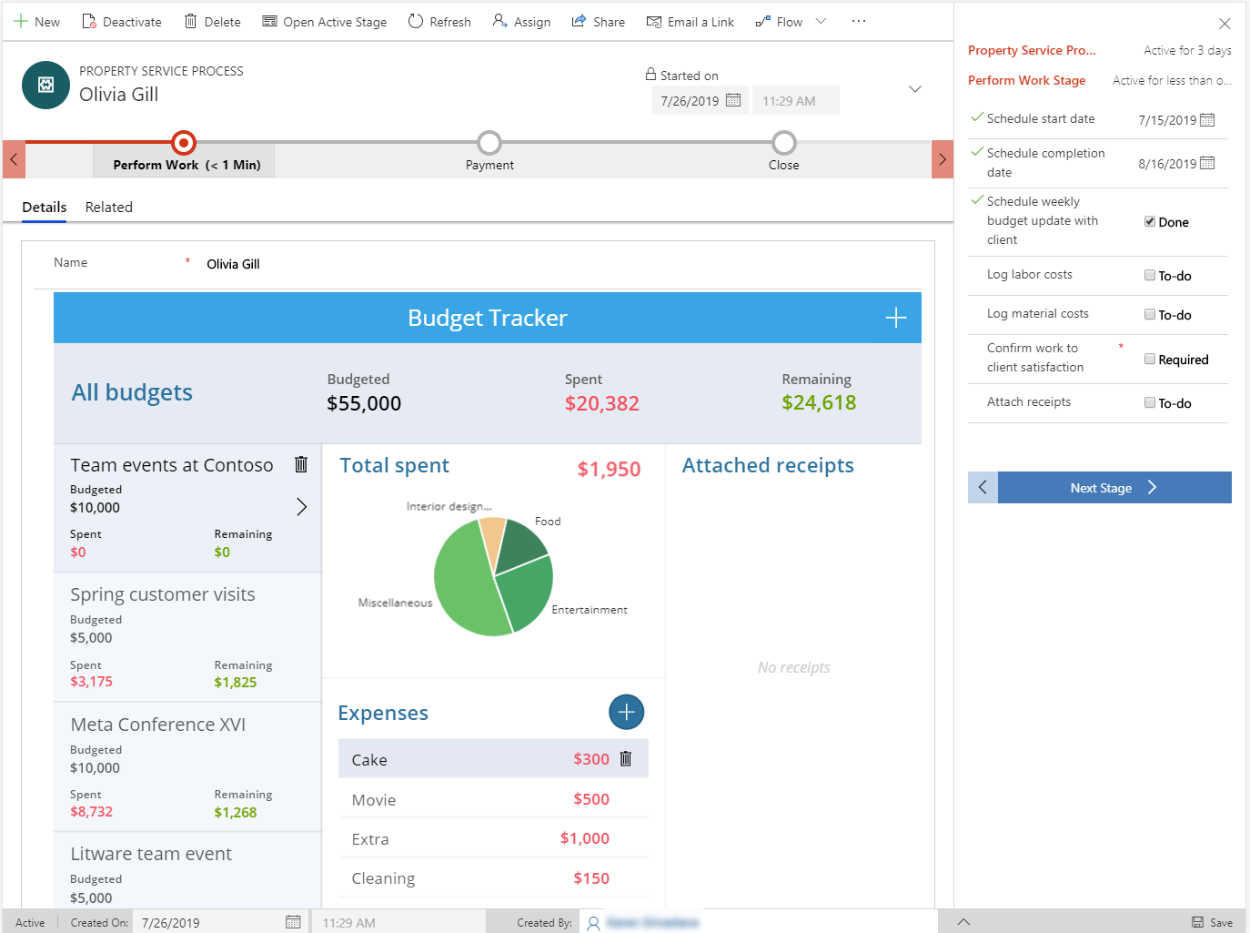 Immersive business process flow with side pane Immersive business process flow with side pane