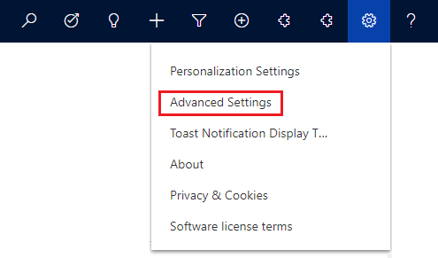 Advanced settings Screenshot showing advanced settings.