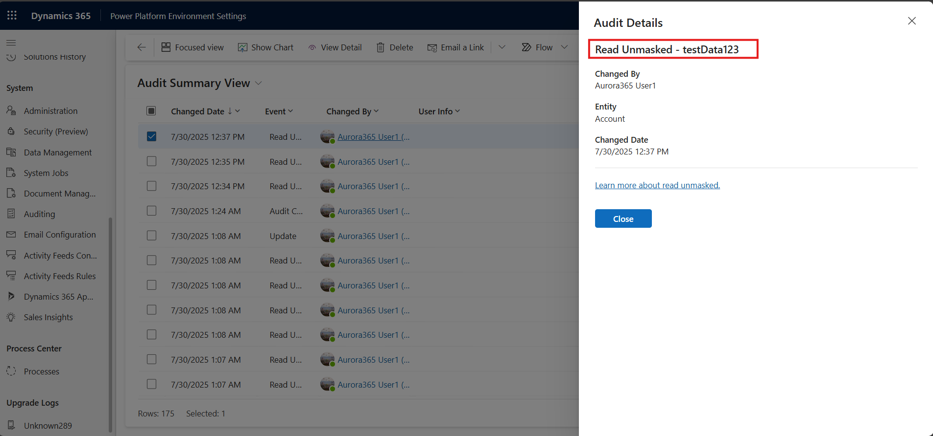 Read unmasked value is also logged.