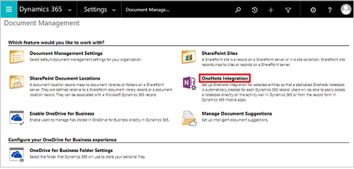 Select OneNote Integration Choose OneNote Integration.