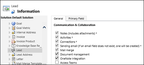Select OneNote integration for an entity Select OneNote integration for an entity.