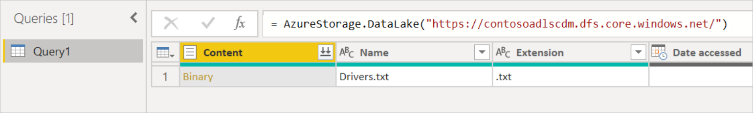 Screenshot of the Power Query editor, with the query created from the original Drivers.txt file.
